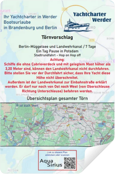 Mockup des Törnvorschlags für Berlin-Müggelsee und Landwehrkanal